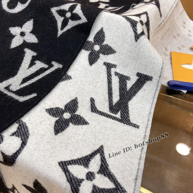 LV專櫃新品路易威登全幅經典Monogram圖案100%羊毛流蘇長巾女士圍巾披肩 mmyj1249